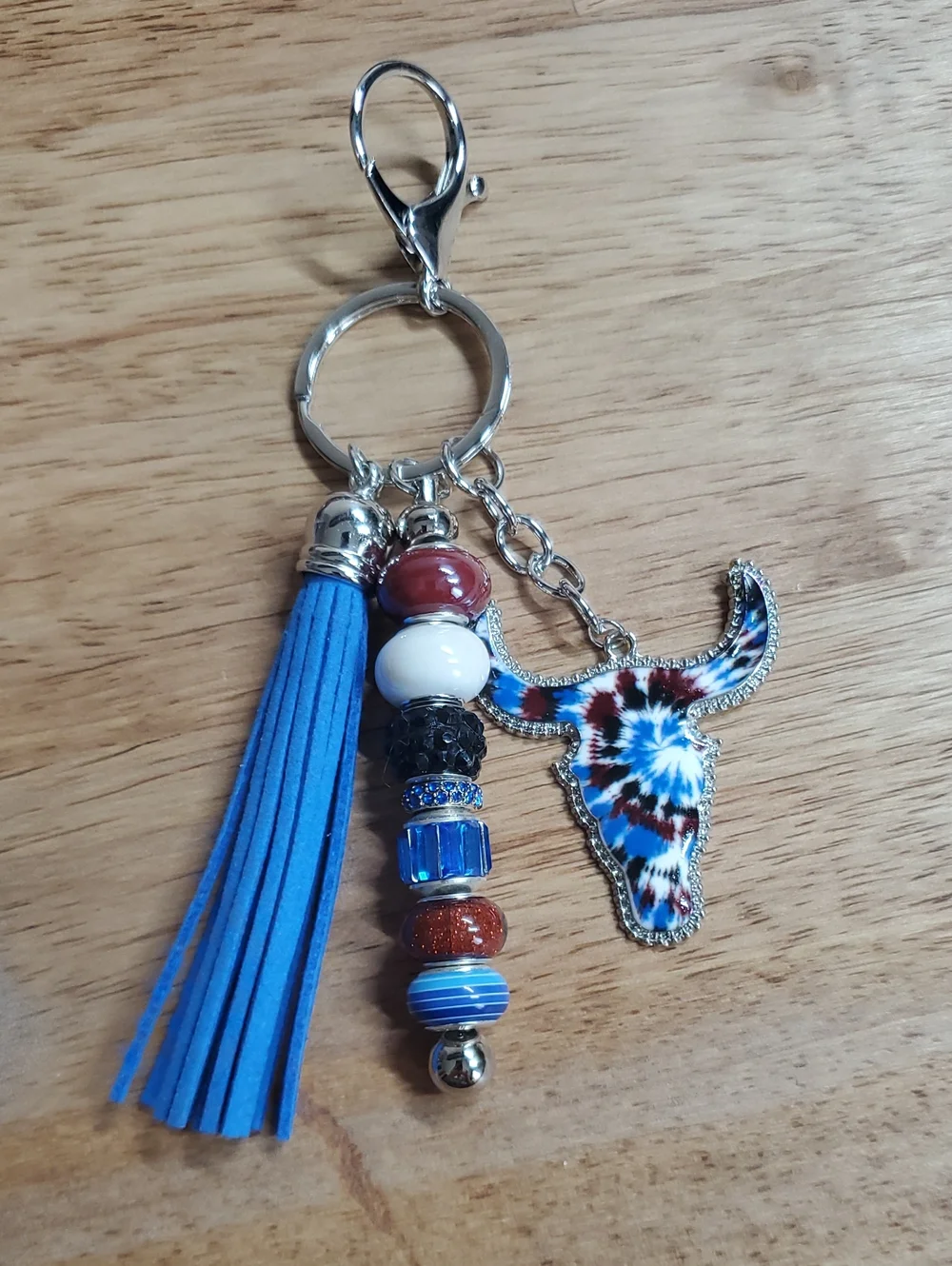 Western Style Blue And Brown Keychain